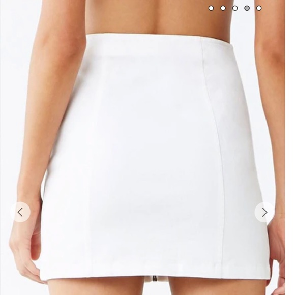 NWT F21 Contemporary Zip Front White Denim Skirt Small - Picture 4 of 8